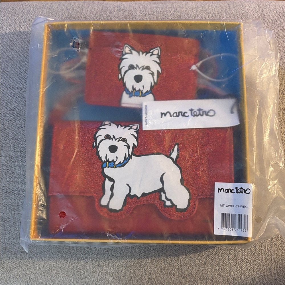 NWT Marc Tetro Red Westie Crossbody Purse and Cardholder Gift Set